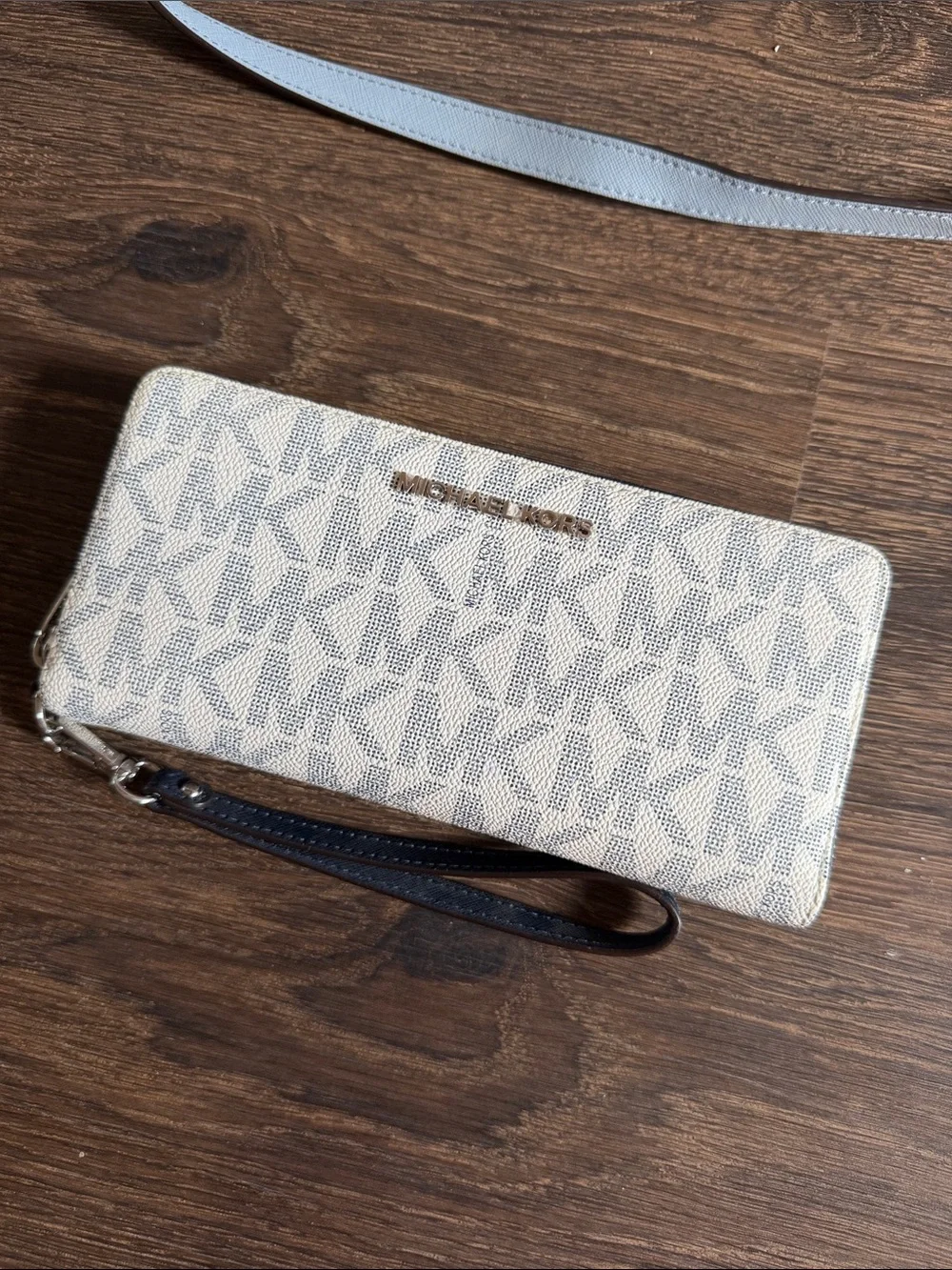 Michael Kors Light Blue Saffiano Leather Satchel with MK Logo Wallet